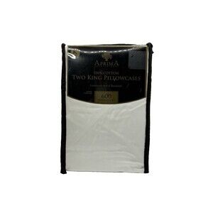 Aprima Premium Home King Pillowcases Set 2 White 600 Thread Count 100% Cotton
